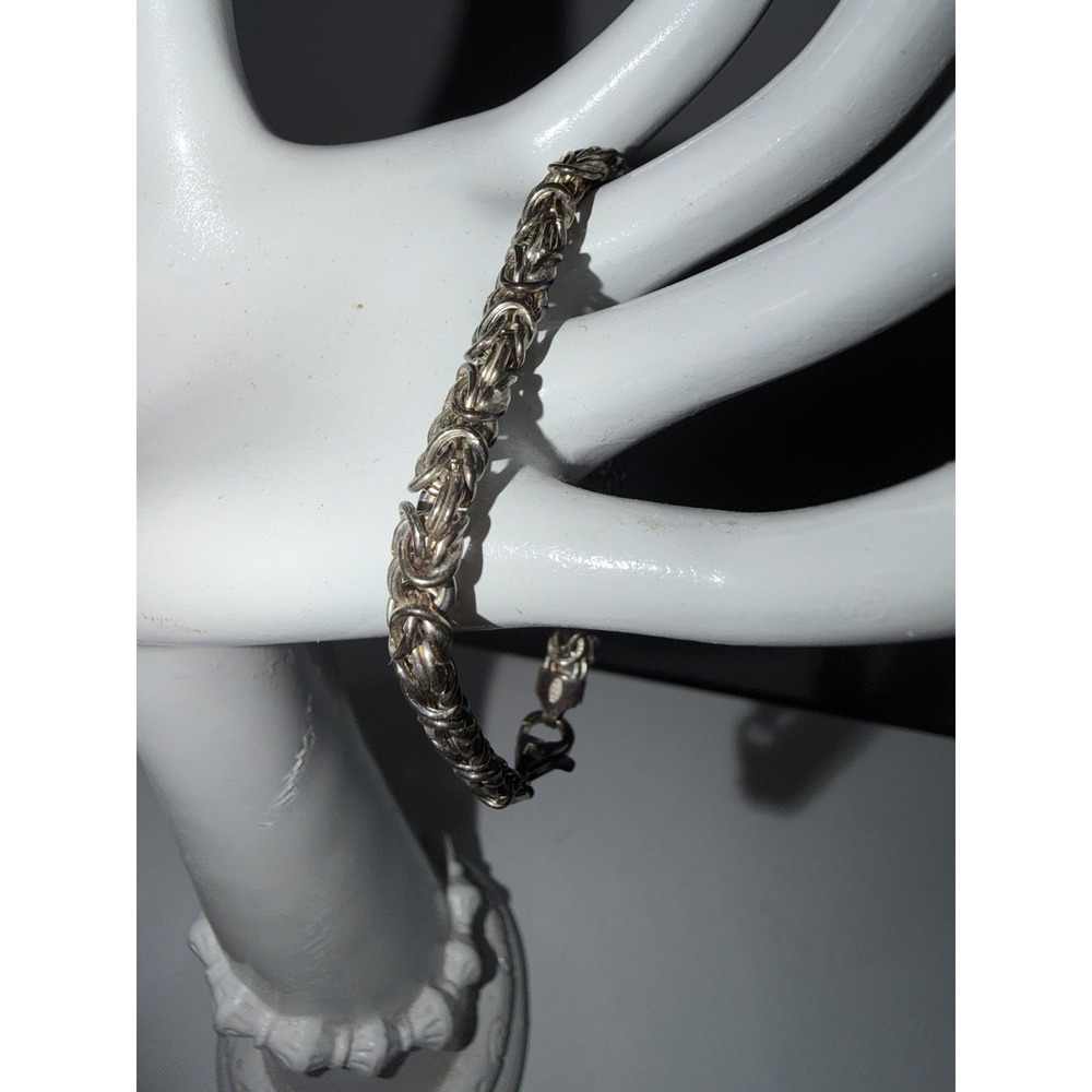 Vintage‎ 925 Sterling Silver Byzantine Chain Unisex Bracelet